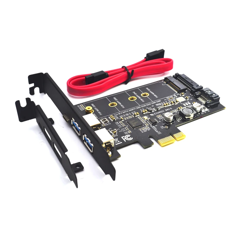 Двойной USB 3 0 1 порт Type c M.2 PCIe адаптер M2 SSD SATA B Ключ к PCI E 2280 контроллерная карта