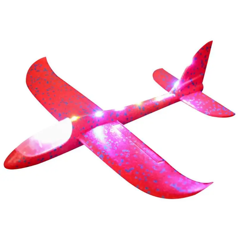 48 см светодиодный ручной запуск метательный самолет планерный самолет инерционная пена EPP игрушка детский самолет модель светодиодный ночной самолет - Цвет: Красный