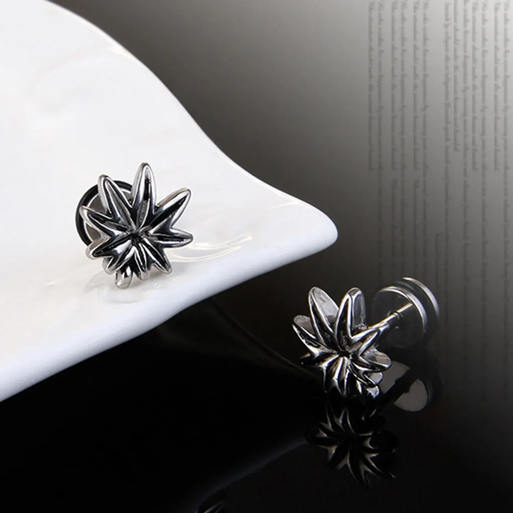 

1Pc Retro Leaf Earrings Hemp Leaf Ear Stud Personality Ornament Allergy Resistant Jewelry