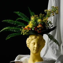 Креативная керамическая ваза в скандинавском стиле, Современное украшение для дома, голова Венеры, керамический орнамент, искусственный цветок, гостиная