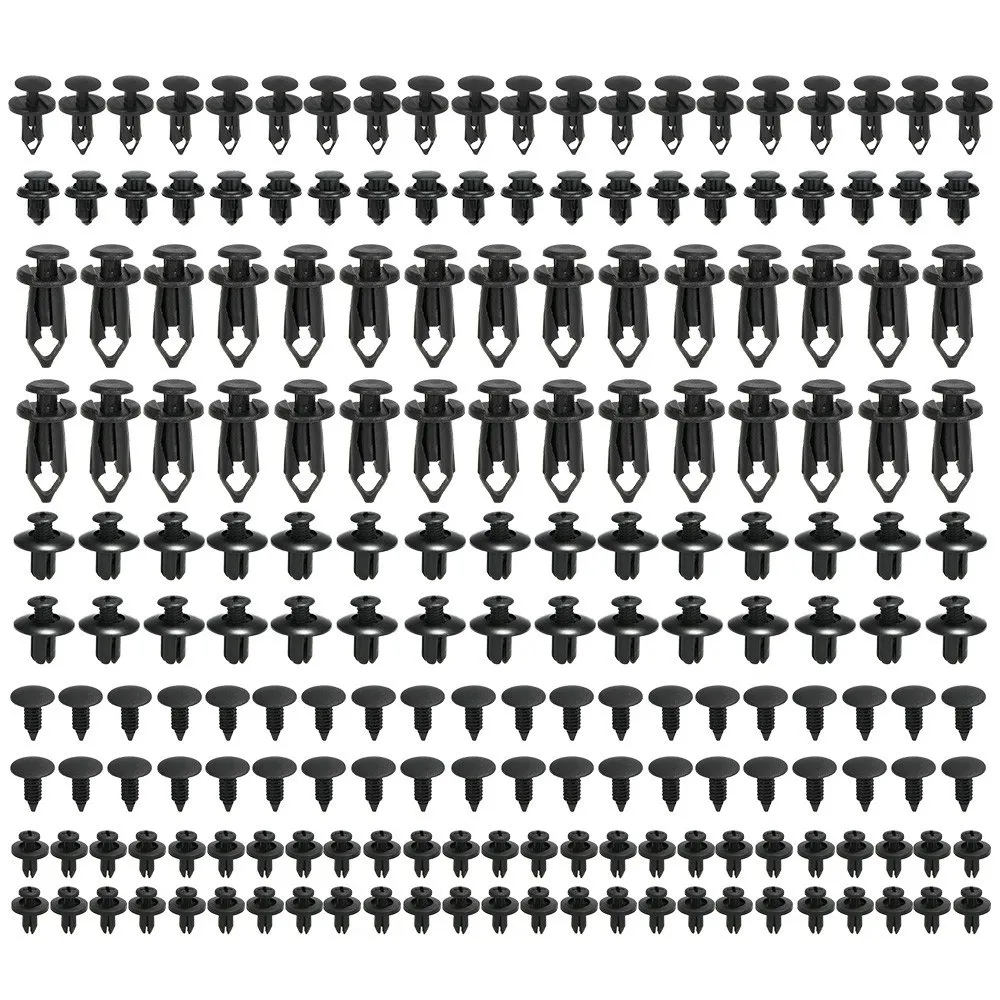 Авто крепежные зажимы пластиковые застежки заклепки 190 шт 6 размеров автомобиля