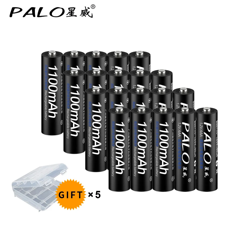 20 шт PALO 1,2 V 1100mAh AAA NIMH перезаряжаемые батареи 1100mAh 3A AAA перезаряжаемые батареи для игрушек камеры фонарик - Цвет: 20pcs 1100