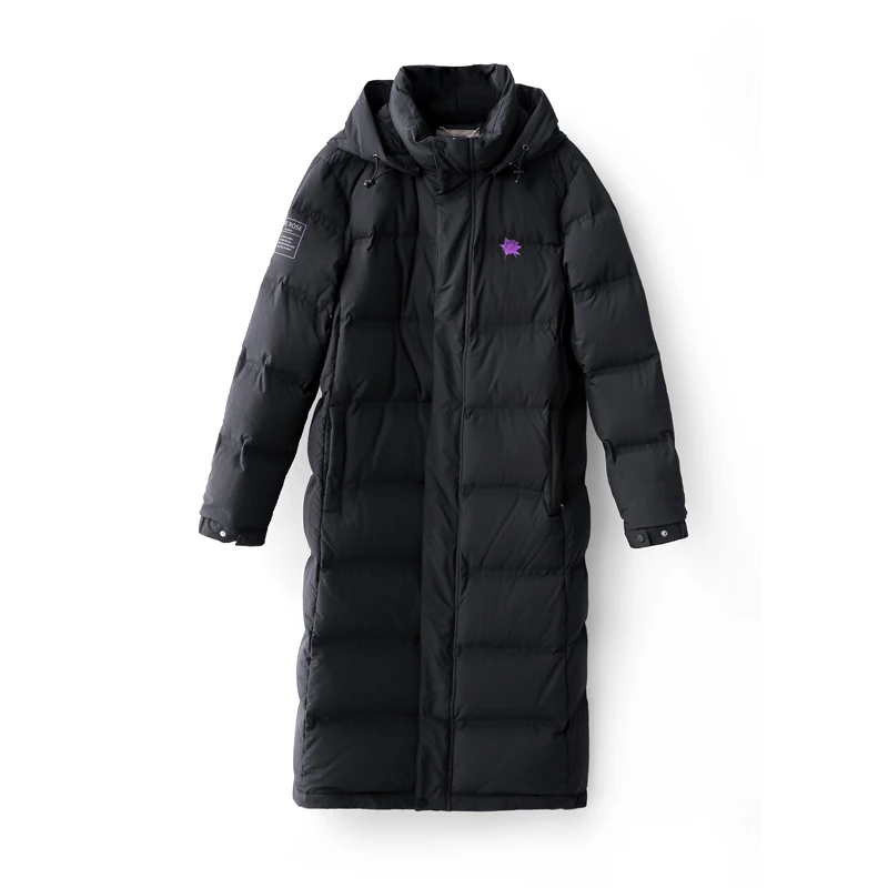 Cheap Amii Minimalist Fashion 90% White Duck Down Jacket Winter Women Embroidery Floral  2018 Casual New Loosehooded Black Long Coat 3