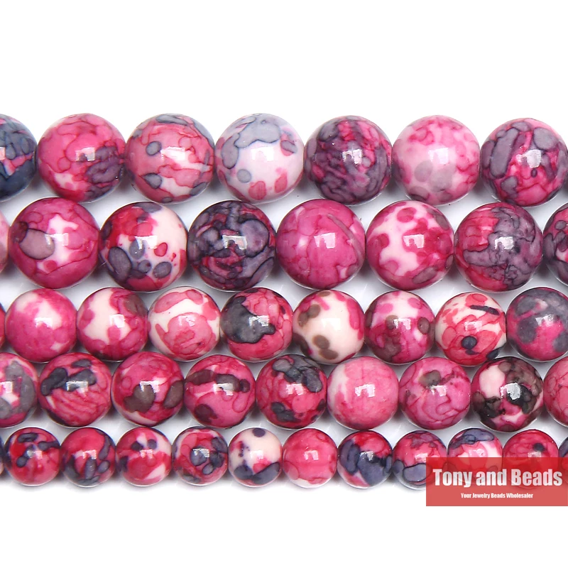 

Free Shipping Natural Magenta Colorful Stone Round Loose Beads 15" Strand 4 6 8 10 12 MM Pick Size For Jewelry