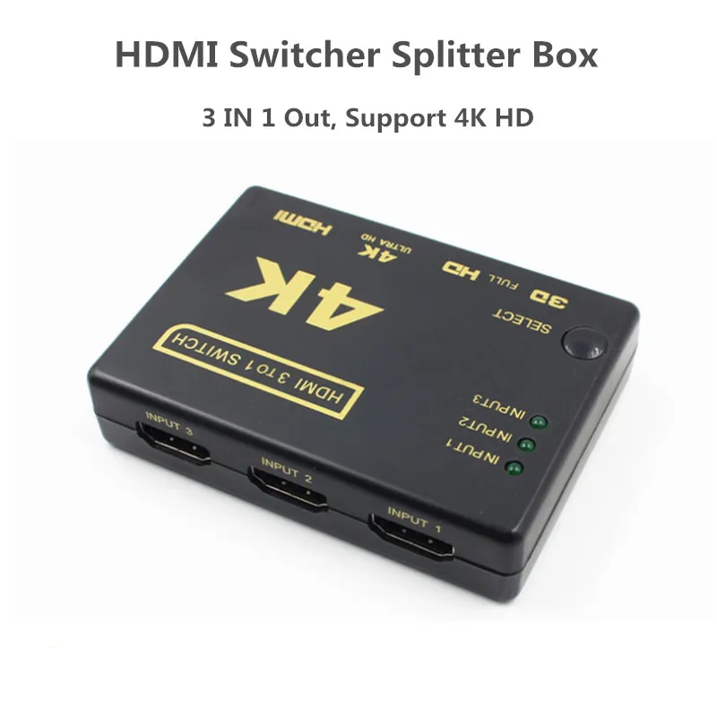 HDMI переключатель 3 порта 4 к* 2 к коммутатор сплиттер коробка Ultra HD для DVD HDTV для Xbox для PS3 PS4