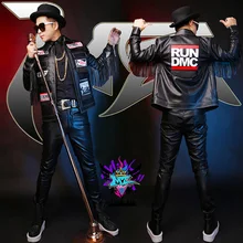 Новинка певец DJ ночной клуб право zhi-длинный GD костюмы Для мужчин тонкий алфавитные бахромой кожаные куртки Кожа Ткань Вставить