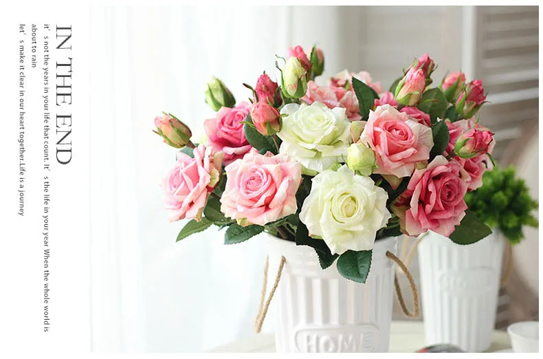 2 roses artificial flowers wedding home decor