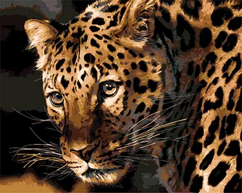 

Frameless diy oil painting by numbers paint by number for home decor canvas painting 4050 leopard