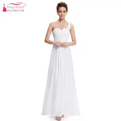 Длинные свадебные платья с одним плечом и цветами, шифоновое платье в винтажном стиле, простое торжественное платье для гостей, платье DQG508