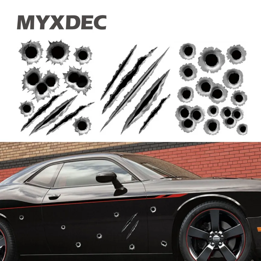 

23*29cm Funny DIY Car Sticker 3D Bullet Hole Car Styling Accessories Motorcycle Simulation Scratch Decal Waterproof Stickers