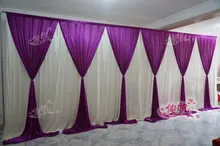 New Fashion 10ft*20ft wedding stage curtain purple Wedding Backdrop with Beatiful Purple Swag Wedding drape and curtain