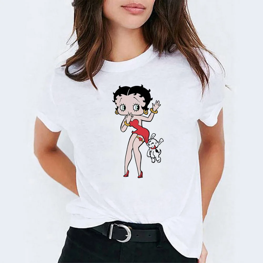 Корейская Летняя коллекция, женская футболка Betty Boop, мультяшная Белоснежка, принцесса каваи, животный принт, VOGUE, футболка, femme, винтажный стиль - Цвет: WH