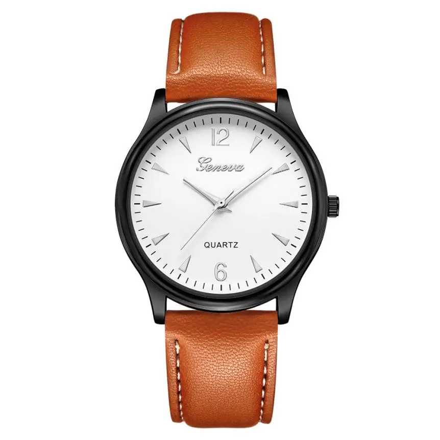 Montre femme Geneva Роскошные ультратонкие часы из искусственной кожи черные взрослые
