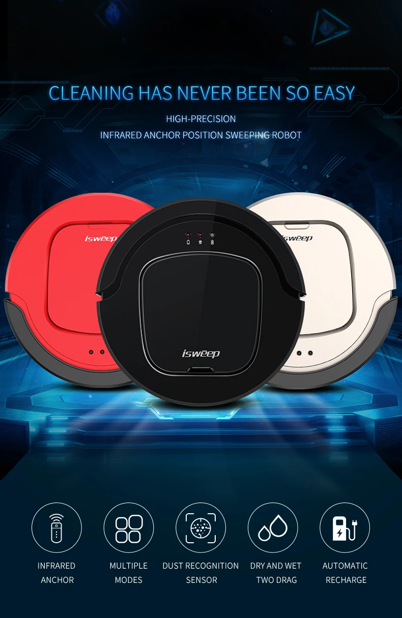 

ISWEEP S350 Smart Robot Vacuum Cleaner Wireless Automatic Vaccum Robot for house 4 colors