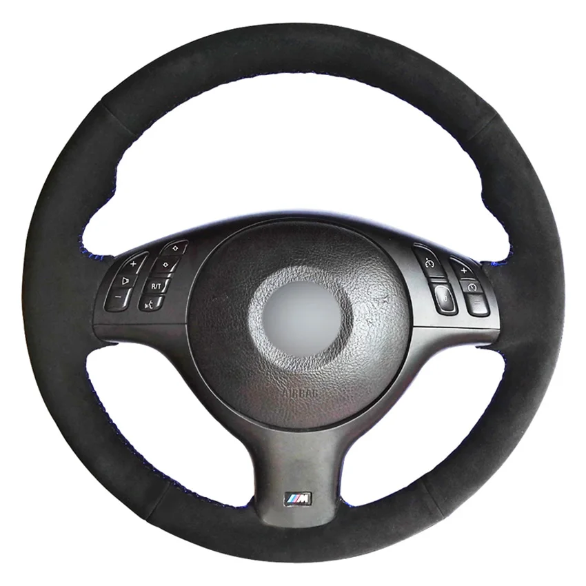 

Black Suede DIY Hand-stitched Car Steering Wheel Cover for BMW E46 E39 330i 540i 525i 530i 330Ci M3 2001-2003
