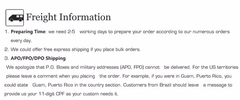 7 Freight information