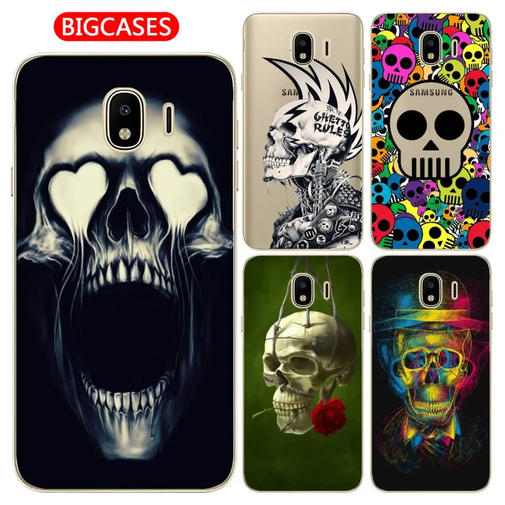 For Samsung Galaxy J4 2018 Case Cover EU 5.5&quot J400 J400F Soft TPU Silicone Cool Smoking Glasses Flower Skull Painted Phone |