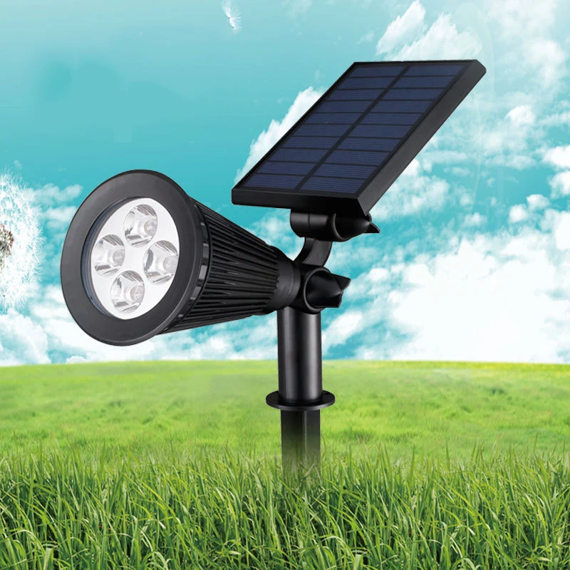 

4 LED 2W Solar Powered Garden Spotlight Holiday Light Outdoor For Landscaping Yard Projector Light Ground/Wall Mount DS-SPL4