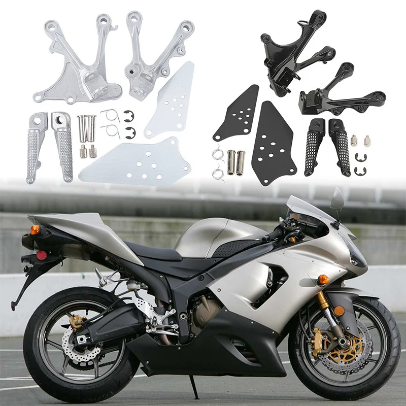 Motorcycle Front Footrest Foot Pegs Bracket Kit For KAWASAKI ZX636 2005