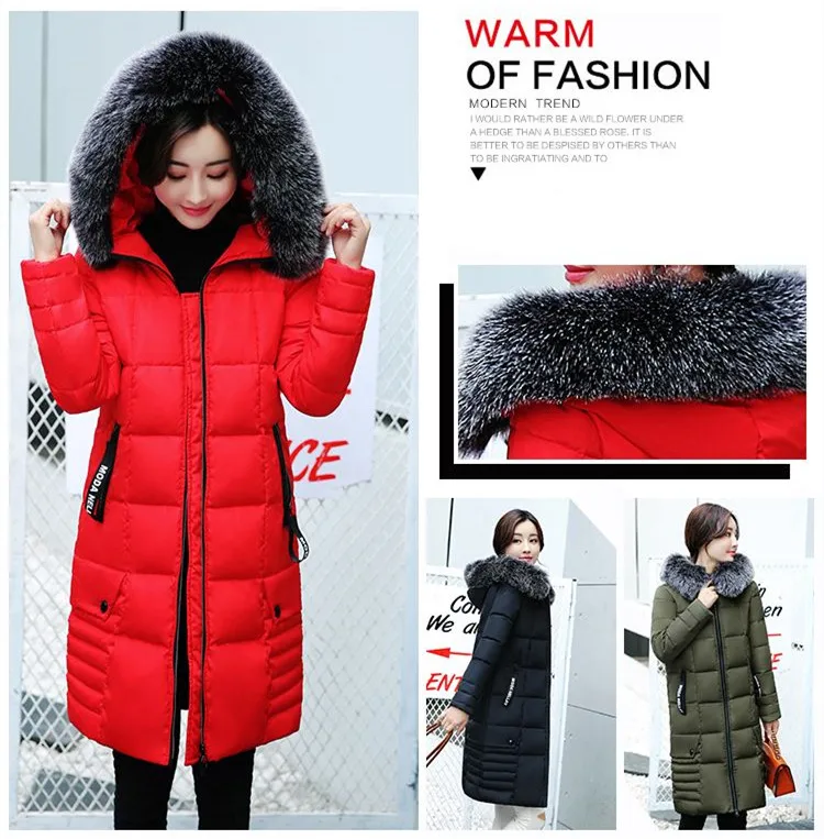 Winter Jacket Women Women's Parkas Long Coat Parka Women 2018 With Artificial Fur Collar Hooded Cotton Coats And Jackets LZ970 (11)