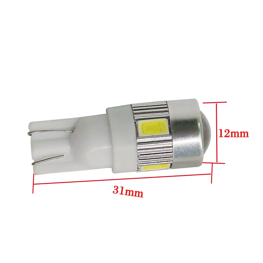 10 шт. T10 W5W 168 194 5630 5730 6SMD T10 светодиодный Клин светильник боковые лампочки для хвоста автомобиля светильник парковка купол двери светильник белый DC12V