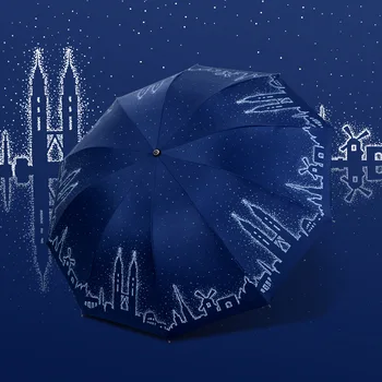 

City ANTI-UV Foldable Umbrellas Sun Compact Women Man Lady Windproof Rain Lovely Flower Candy Colorful Umbrella