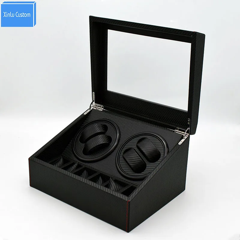 4+ 6 автоматический вращающийся кожаный чехол для хранения часов черный, японский мабути мотор часы дисплей коробка Xinlu на заказ