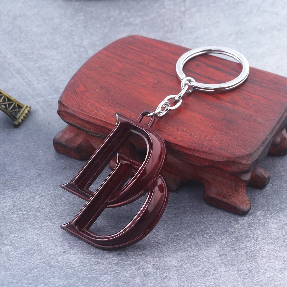 

Super Hero Daredevil Keychain Avengers Double D Metal Keyring Pendant Women Bag Men Car Accessories 2 Color For Choosing