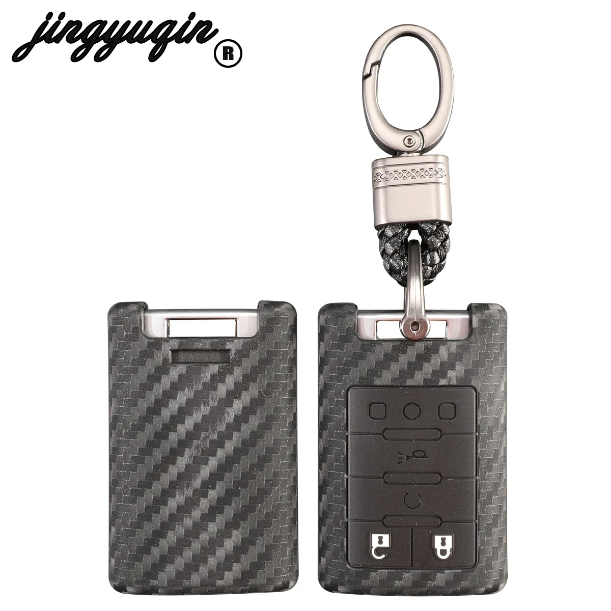 

jingyuqin carbon Silicone Remote Keyless Car Key Case Cover For Cadillac CTS Escalade SRX ATS STS Square