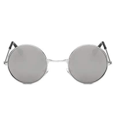Новые винтажные Детские UV400 линзы солнцезащитные очки для мальчиков/девочек Gafas Prince зеркальная круглая оправа из сплава жаба солнцезащитные очки стимпанк готика GG - Цвет линз: Silver