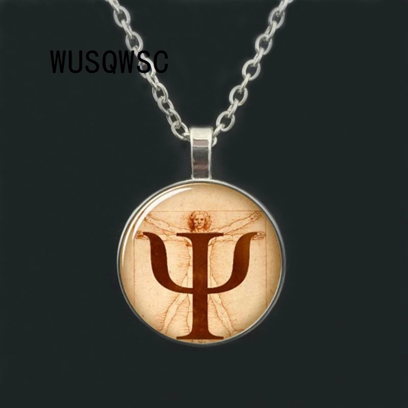 

WUSQWSC Wholesale PSI Symbol Necklace Psychology Pendant Glass Dome Pendant Necklace forwomen for men wholesale