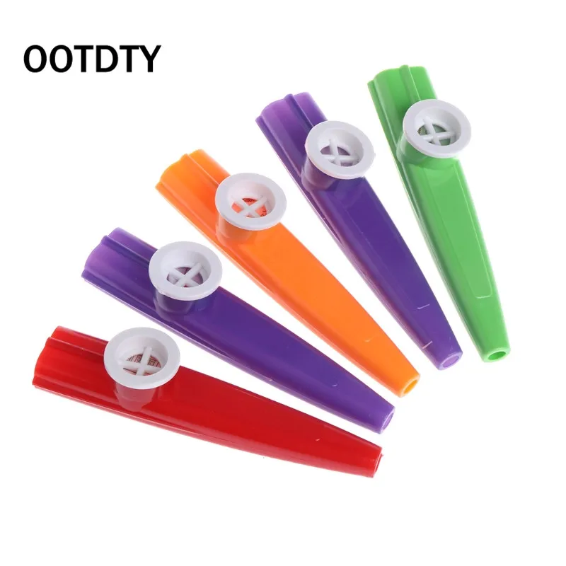 

OOTDTY 5pcs Mixed Color Orff Plastic Kazoo Harmonica Mouth Flute Kids Party Gift Toy