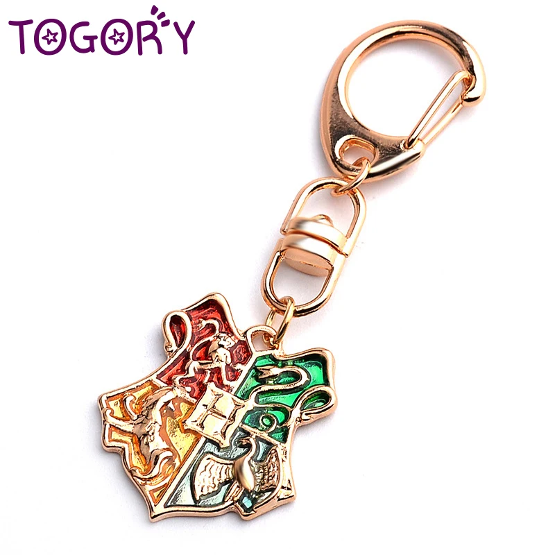 

TOGORY Harry Potter Hogwarts Gryffindor Hufflepuff Ravenclaw Slytherin Logo Metal Keychains Pendant Key Chain Key Ring