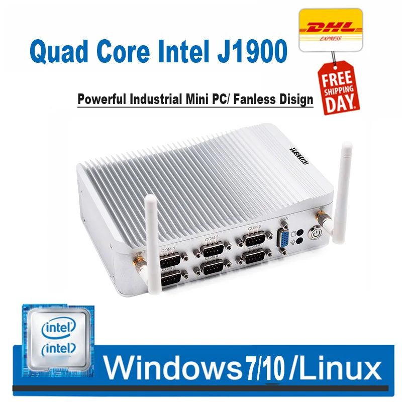 

6*RS232 X86 Embedded VGA Quad Core Pfsense Firewall 2 LAN J1900 with Sim Card Slot Serial Parallel Port Mini PC