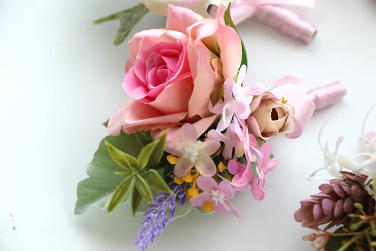 pink wrist corsage boutonniere wedding  (3)