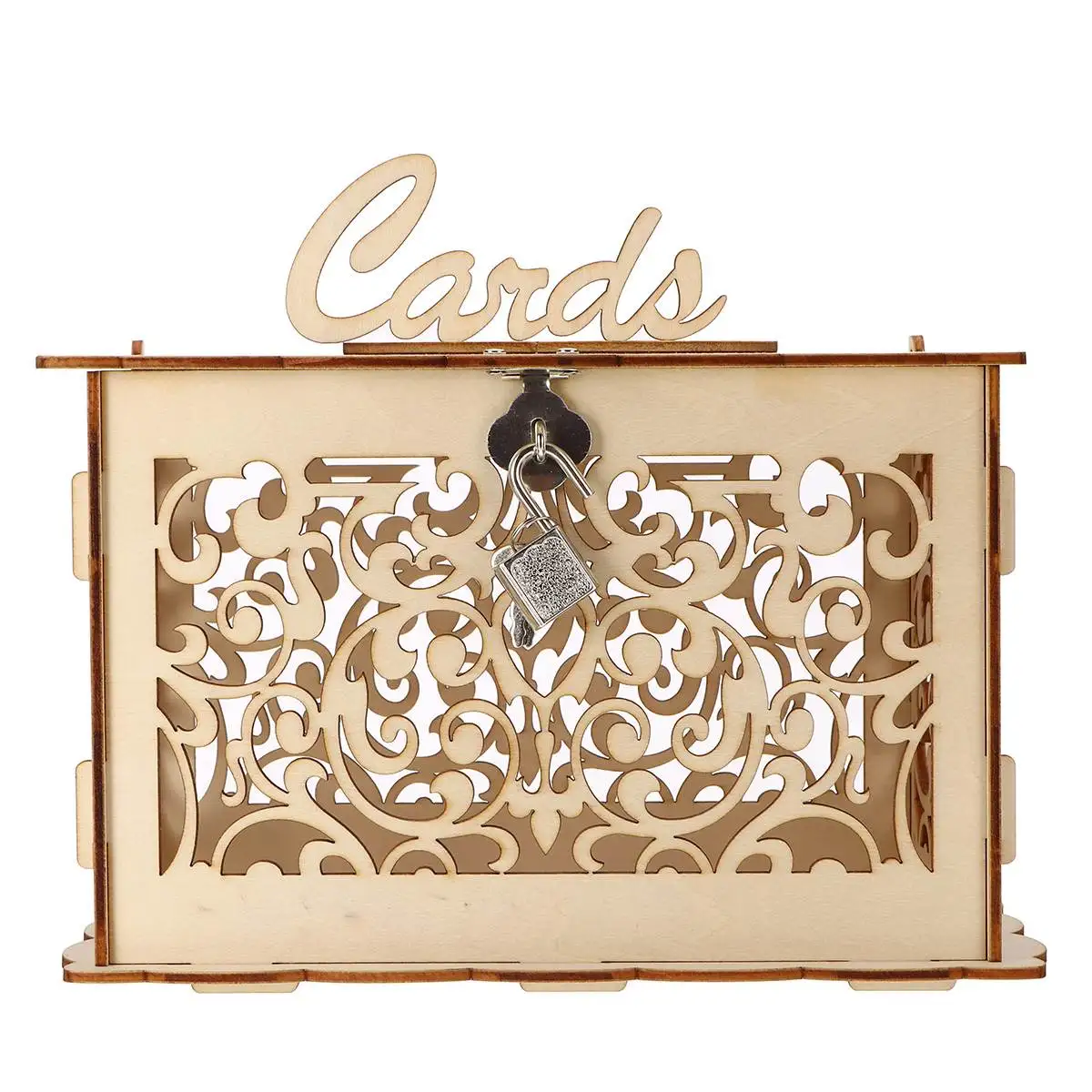 

DIY Wedding Gift Card Wooden Money Case Rustic Wedding Card Box with Lock for Birthday Party Baby Shower Ornaments