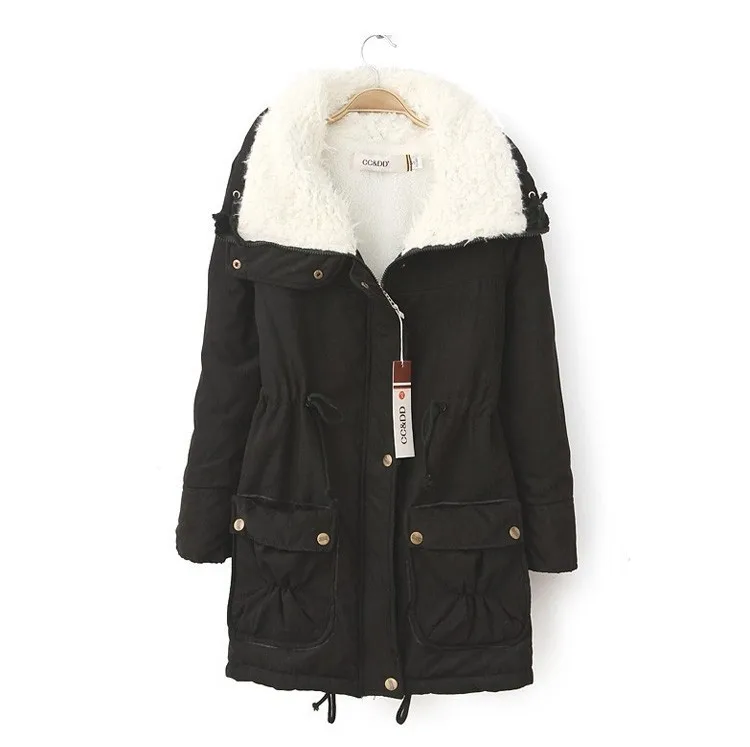 New Fashion Women Turn Down Collar Thicken Warm Lady Slim Winter Jacket And Coats Plus Size Coat Female Lamb's Wool Jacket JT350 (3)