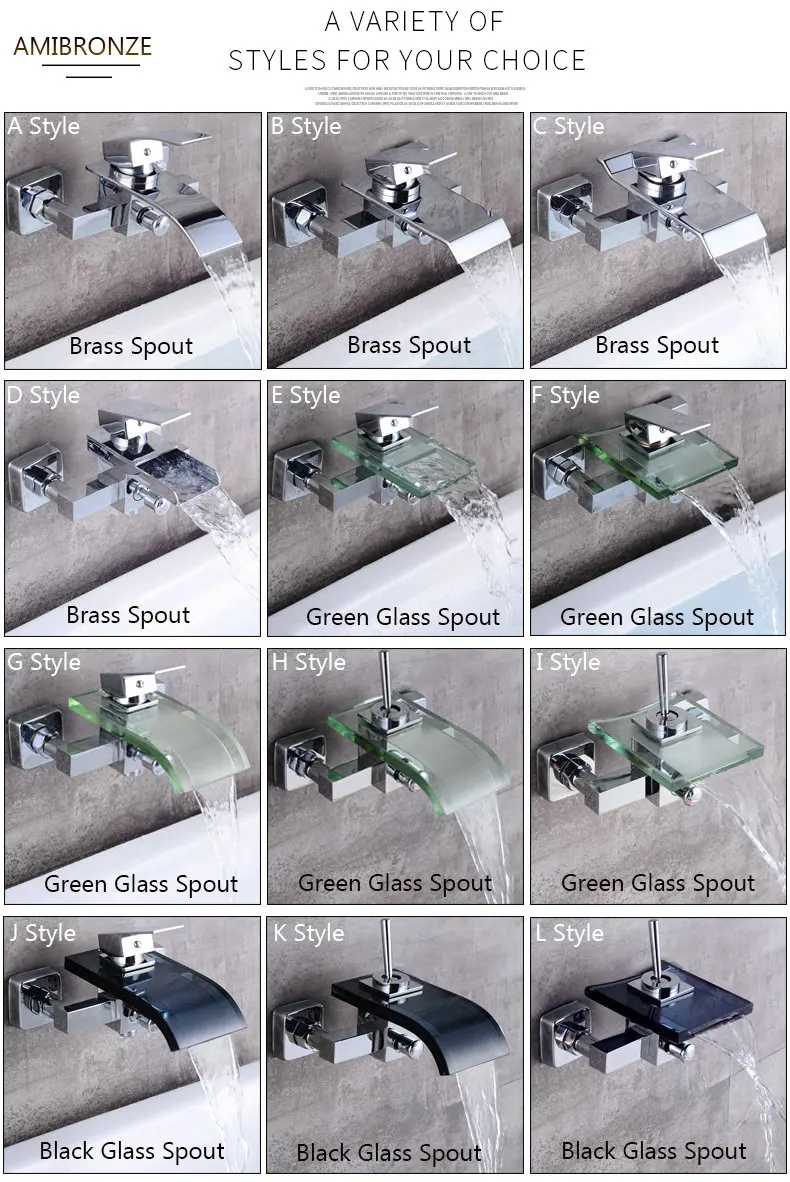 Роскошная ванная комната Большой водопад для ванны, хромированный латунный смеситель стеклянный носик в стену кран