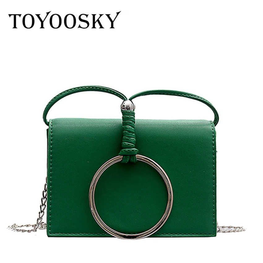 

TOYOOSKY Ins Hot Small Crossbody Bag For Women Metal Ring Shoulder Bags Women PU Leather Messenger Bag Fashion Mini Flap Bags