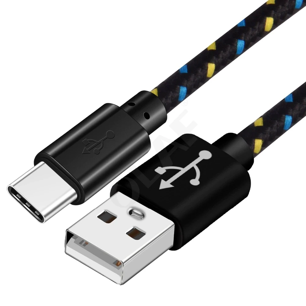 OLAF usb type-C кабель 3 м 2 м 0,5 м кабель передачи данных для быстрой зарядки для samsung S10 S9 Note9 oneplus 7 xiaomi mi9 Honor LG sony type-c USB - Цвет: Black