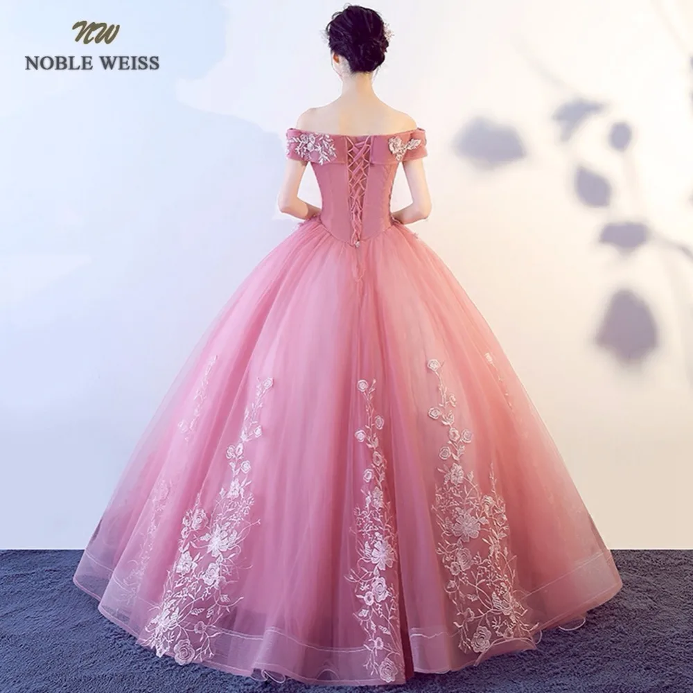 Благородные Вайс сексуальные розовые Бальные платья Аппликации Тюль Милая бальное платье длиной до пола формальное платье для выпускного вечера