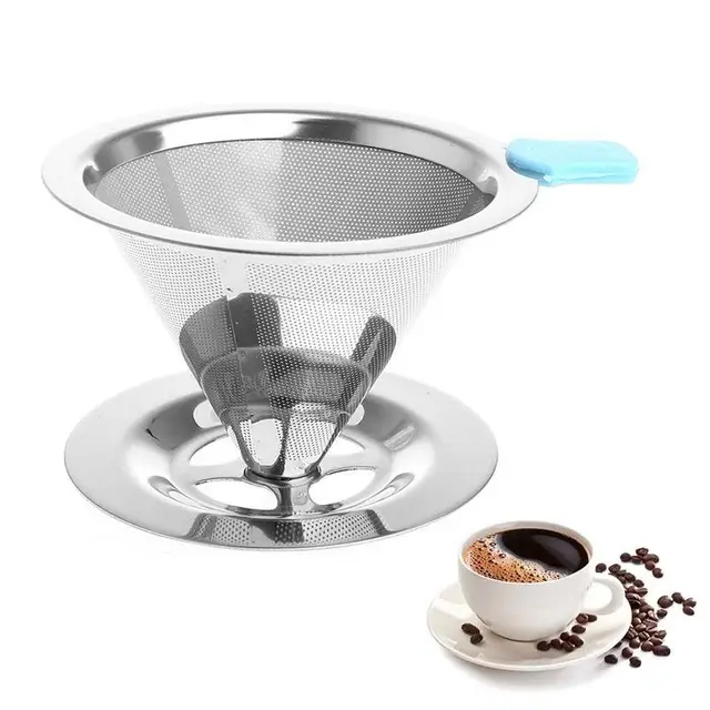 Special Price Stainless Steel Coffee Filter Pour Over Coffees Dripper Double Layer Mesh Filter Cup Stand For Home Office