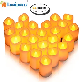 

LumiParty 24 Packed Candle Lights Warm White Flameless LED Tea Lights Button Cell Powered Candle Lights for Decor Party Wedding