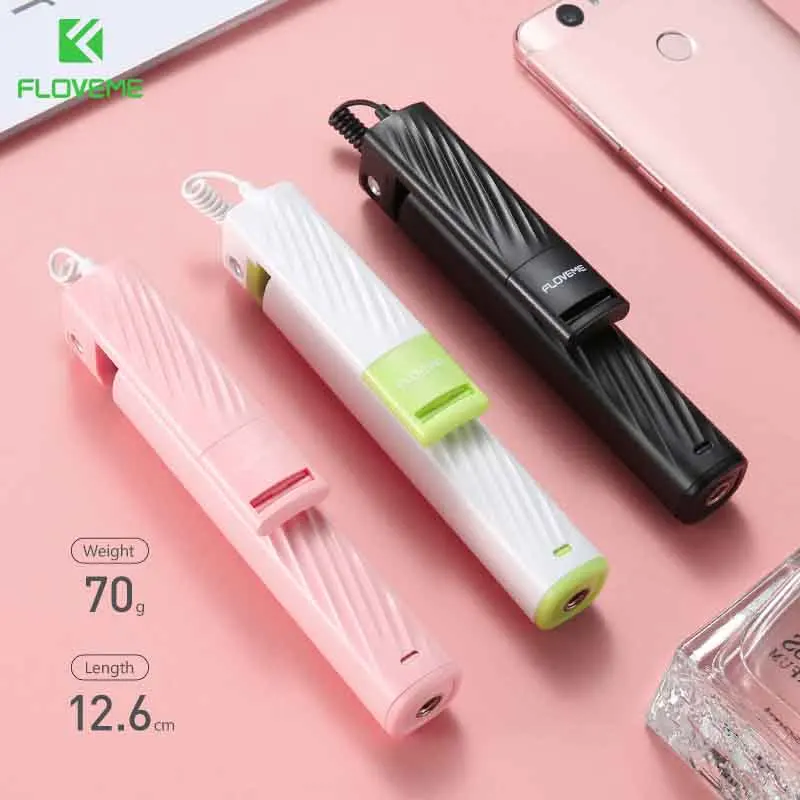 FLOVEME 3,5 мм селфи-Палка для iPhone 6 6s Xiaomi huawei samsung Мини Складная Проводная селфи ручка для палочек монопод для селфи