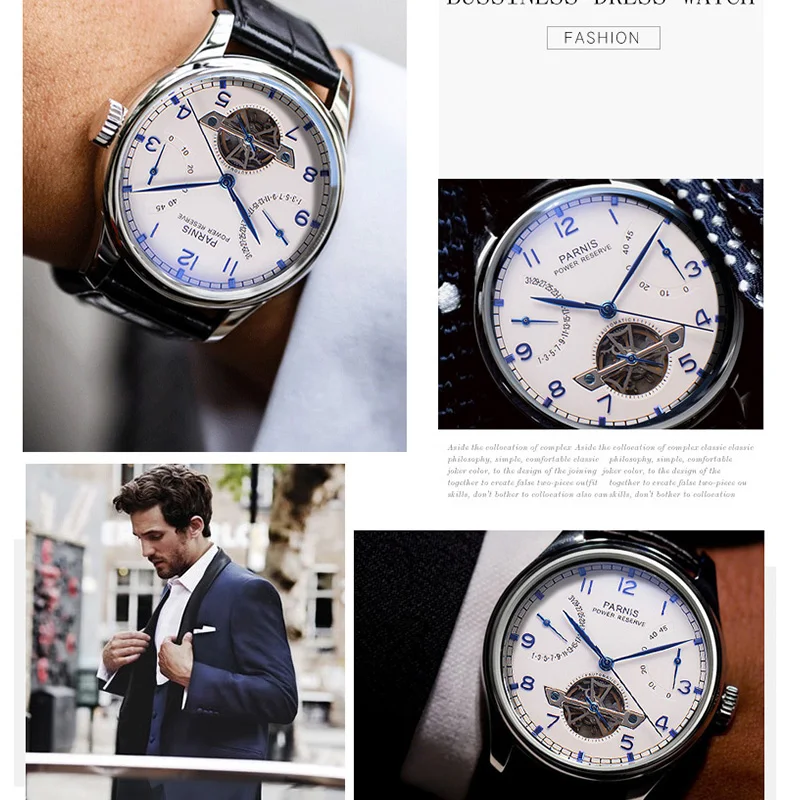 43 مللي متر Parnis الهيكل العظمي ووتش التلقائية ووتش PVD حالة الرجال بلوغ السلطة توربيون ساعات آلية الرجال هدية Relogio Masculino