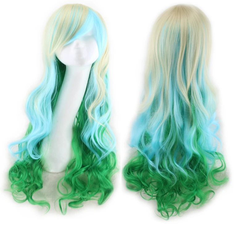 Similler 2" женские длинные волнистые многоцветные косплей парик вечерние(светильник синий/светильник фиолетовый/розовый) синтетические волосы
