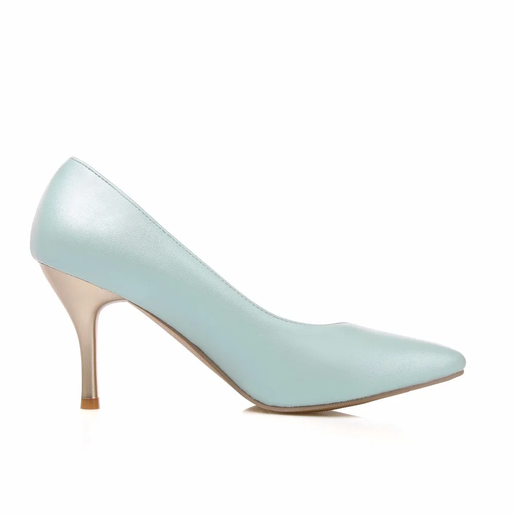Alto Zapatos De Bombas White Pie Fiesta Boda Oficina purple pink Plus Del Blanco 2018 Fino Tamaño Tacón Rosa blue 46 La Casual Dedo Dulce Mujer EPxqPd