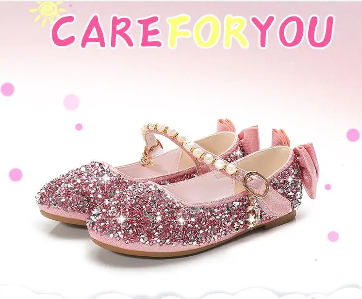 Новая весенняя детская обувь для девочек, детская обувь со стразами, блестящее платье принцессы, повседневная обувь для девочек