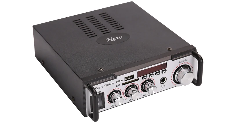 kinter-004A power amplifier audio 2.0CH AUX USB SD microphone input FM radio bass treble volume conrol support AC DC power input (10)