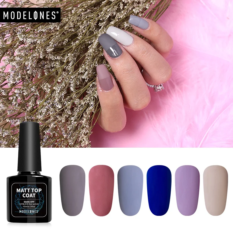 Modelones 2Pcs/Lot Matte Top Coat Gel Nail Polish Set DIY Matte Effect Led Nail Gel Varnish Kits Semi Permanent UV Hybrid Gel